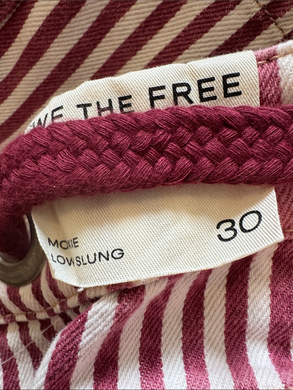 We The Free Moxie Barrel Jeans Red Berry Stripes - Picture 6 of 10